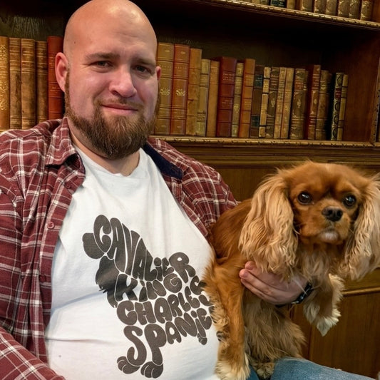 Cavalier King Charles Spaniel (Black) - Heavyweight Unisex Crewneck T-shirt | Gildan® 5000 White